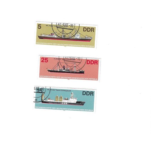 Allemagne Ddr - Lot De 3 Timbres Oblitérés Bateaux 1982