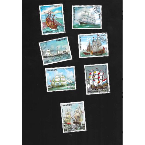 Paraguay - Lot De 7 Timbres Oblitérés Bateaux