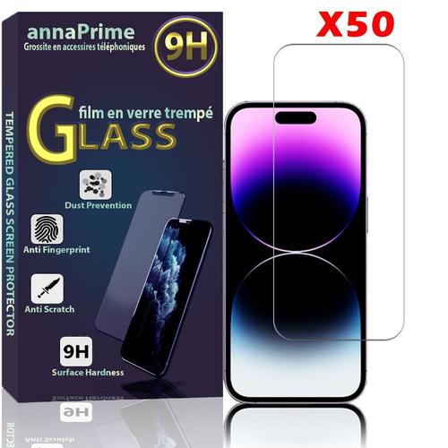 Lot / Pack De 50 Films Verre Trempé Pour Apple Iphone 14 Pro Max 6.7" Protection D'écran