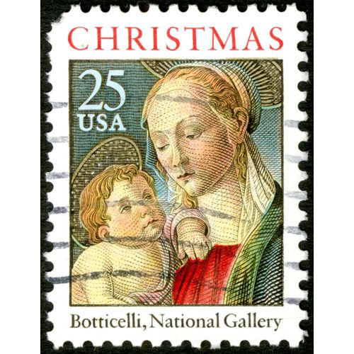 Timbre Oblitéré Usa 25, Christmas, Botticelli, National Gallery