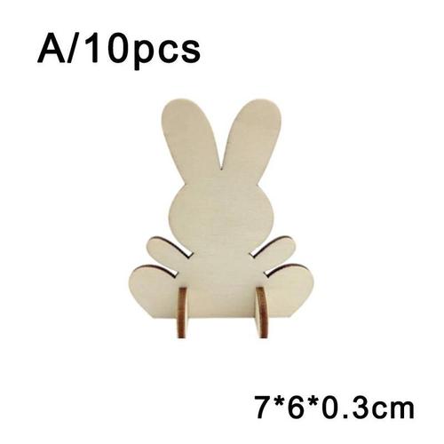 4/10pcs Lapin En Bois Pour Bricolage Artisanat Décorations De Pâques En Bois Non Fini Tranches Lapin De Pâques Ornement Pour L'École À La Maison Décor N4c8