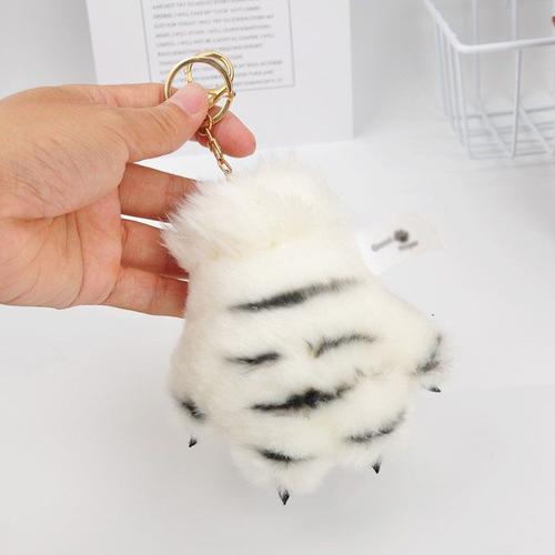 Porte-Clés En Peluche, Pendentif Avec Anneau, Dessin Animé, Patte De Tigre, Mignon, Décoration, Cadeau Pour Enfants Et Adultes