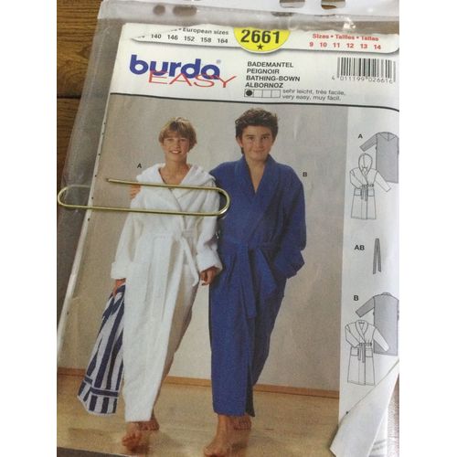 Patron Burda 2661 Peignoir Enfant De 9 Ans À 14 Ans