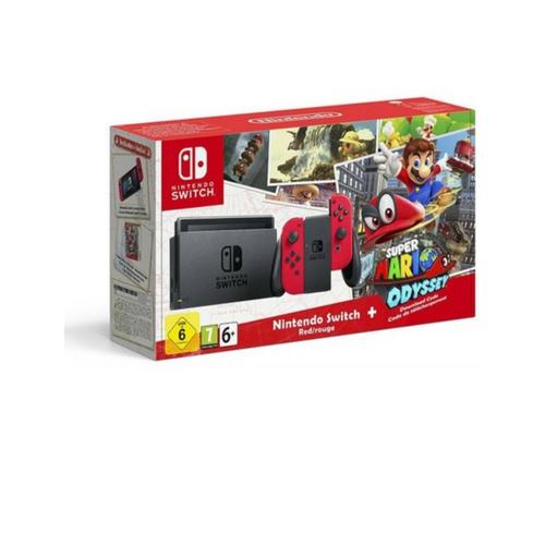 Nintendo Switch With Red Joy-Con - Super Mario Odyssey Edition - Console De Jeux - Full Hd - Gris, Noir