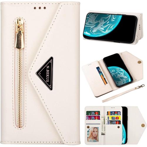 Coque Pour Samsung Galaxy A5 2017 / A520 Coque, Housse Case Portefeuille Coque Cuir Wallet Cover Avec Porte Carte Cordon Dragonne Lanyard Flip Support Antichoc Étui Pour Galaxy A5 2017 / A520,Blanc