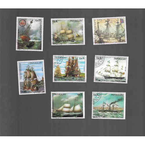 Paraguay - Lot De 8 Timbres Oblitérées Bateaux