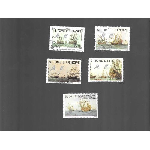 Sao Tomé-Et-Principe - Lot De 5 Timbres Oblitérés 1989 Navires