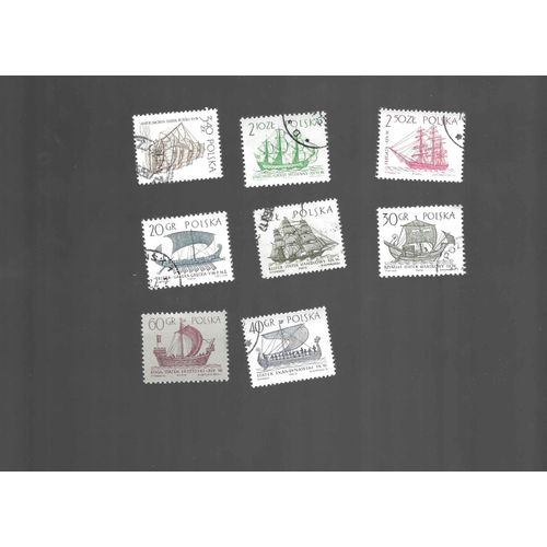 Pologne - Lot De 8 Timbres Oblitérés Bateaux 1965