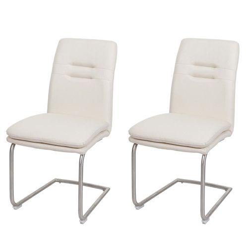 Lot De 2 Chaises De Salle À Manger Hwc-H70 Tissu/Textile Inox Brossé   Crème-Beige