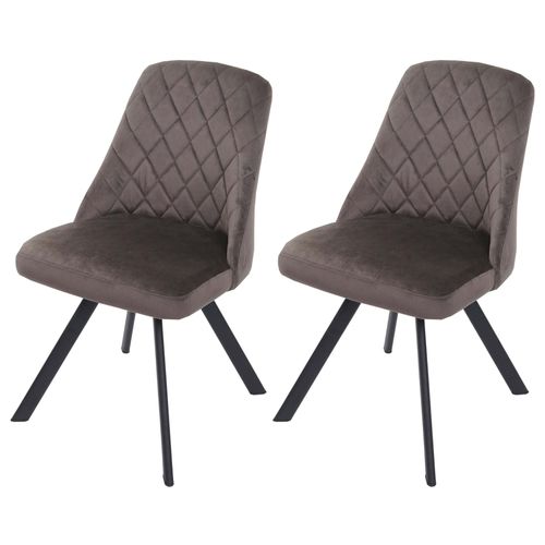 Lot De 2 Chaises De Salle À Manger Hwc-K25, Chaise De Cuisine, Métal Velours   Brun Foncé