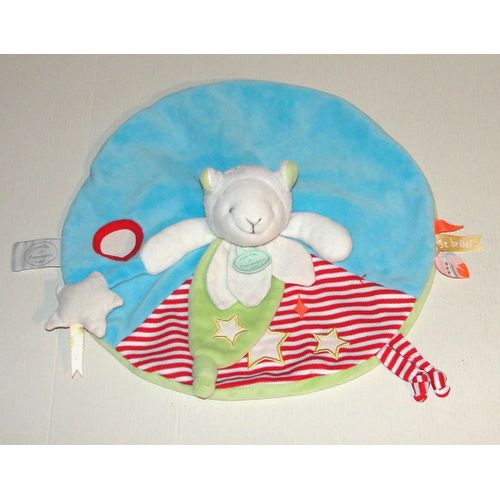Doudou Mouton Agneau Magic Luminescent Bleu Rayé Rouge Doudou Et Compagnie