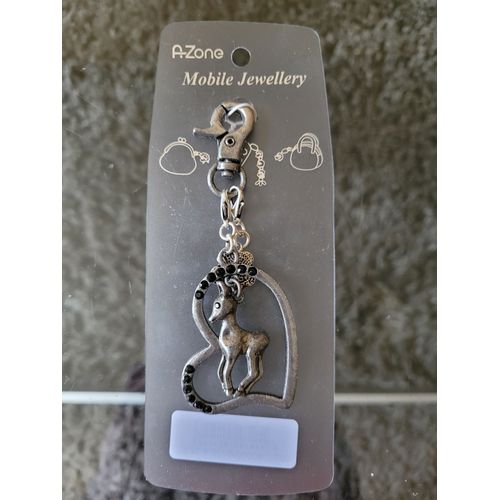 Bijou Pour Mobile En Métal - Coeur Avec Un Petit Cheval