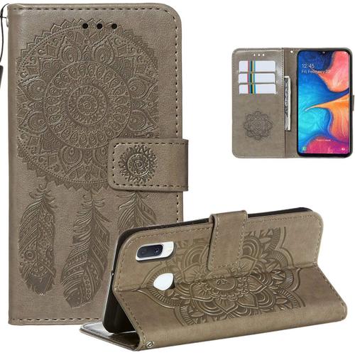 Coque Pour Samsung Galaxy A20e [Pas Pour A20] / A10e Coque Etui, Housse Coque Flip Case Portefeuille En Cuir Antichoc Avec Porte Carte Magnétique Fonction Support Coque Pour Galaxy A20e / A10e,Gris