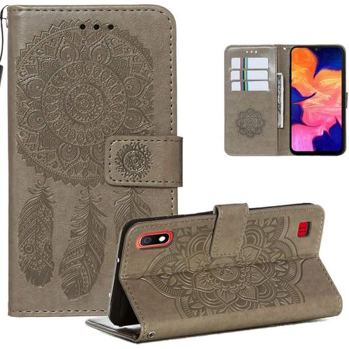 Coque Pour Samsung Galaxy A10 / M10 Coque Etui, Housse Coque Flip Case Portefeuille En Cuir Étui Antichoc Avec Porte Carte Magnétique Motif Fonction Support Cover Coque Pour Galaxy A10 / M10,Gris