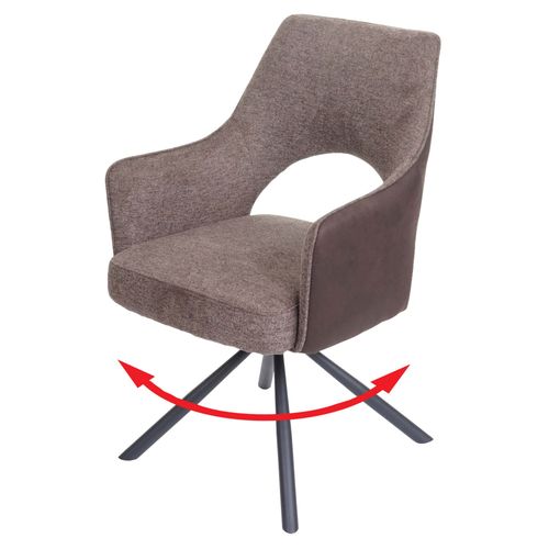 Chaise De Salle À Manger Hwc-K30 Pivotante Auto-Position, Tissu/Textile   Marron  Marron Foncé