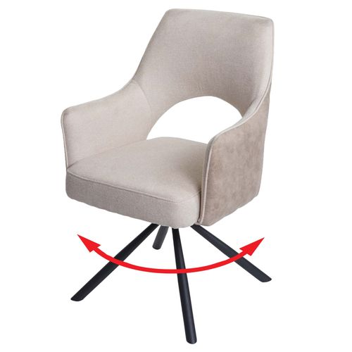 Chaise De Salle À Manger Hwc-K30, Chaise De Cuisine, Pivotante Auto-Position, Tissu/Textile   Crème