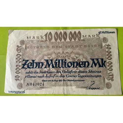 Billet Allemagne Essen 1923 10 Mllionen Mark