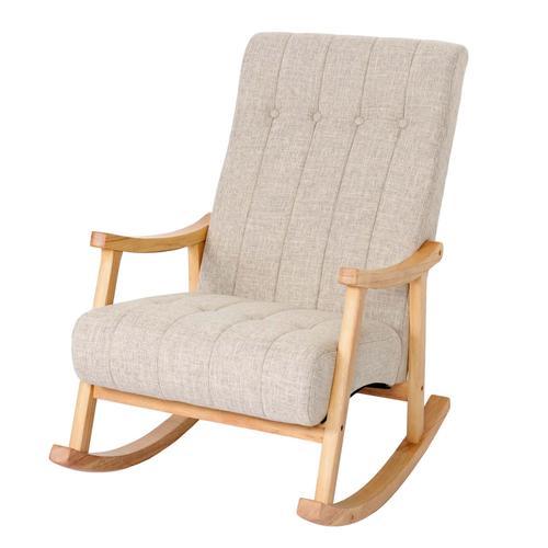 Fauteuil À Bascule Hwc-K10, Fauteuil À Bascule Fauteuil Relax   Tissu/Textile Crème, Piétement Marron