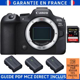 Canon EOS R6 Mark II + 1 SanDisk 64GB Extreme PRO UHS-II 300 MB/s + 3 Canon LP-E6NH + Guide PDF MCZ DIRECT '20 TECHNIQUES POUR RÉUSSIR VOS PHOTOS'