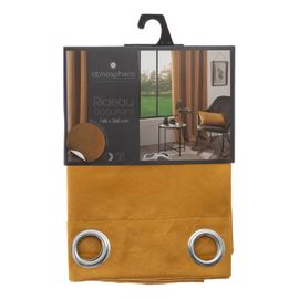Rideau Occultant Motif Feuille Embossé - 260x140 Cm - Jaune Ocre