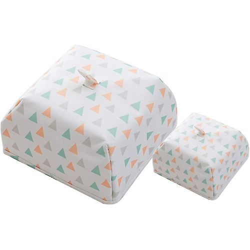 2 Pcs Portable Foldable Dust Food Covers, Internal Coating Keeps Food Warm(white Triangle)