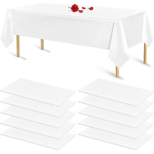 Nappe Blanche Pour Tables Rectangulaires Nappes En Plastique Blanc Jetables Pour L¿Anniversaire,