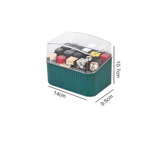 Boîte de rangement de rouge à lèvres en plastique vert rétro, boîte de rangement anti-poussière de bureau, porte-Gloss grande capacité avec couvercle boîte de finition multi-grilles