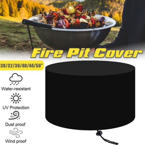Couverture imperméable pour foyer de Patio, 6 tailles, noir, protection UV, grille, abri pour barbecue, jardin extérieur, cour, couverture ronde pour meubles
