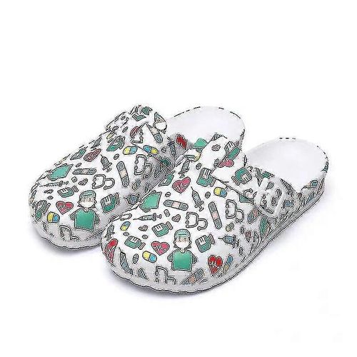 Chaussures Médicales Pantoufles D'Infirmière Pour Femmes Eva Lab Doctor Clogs Sabots D'Infirmière Antidérapants Chaussures Chirurgicales Pantoufles De Travail De Dentiste-39-Doctor Print