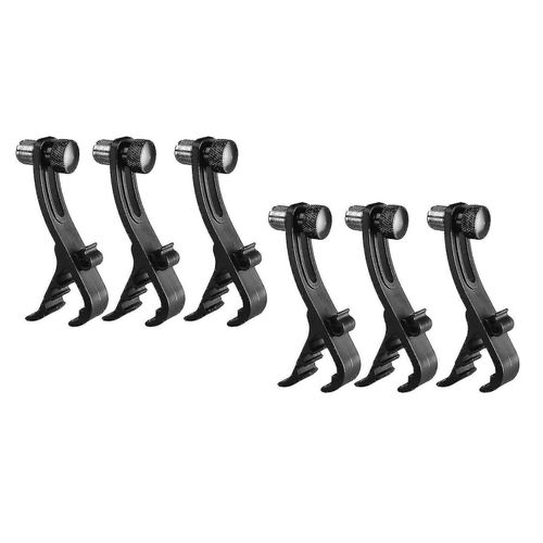 6x Shockproof Microphone Drum Rim Clip Tom Snare Mount Mic Clamps Holder