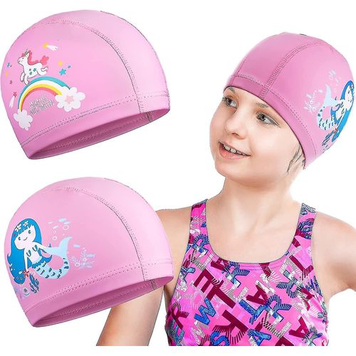 2 Pièces Bonnets De Bain Pour Enfants, Tout-Petits, Enfants, Garçons Et Filles, Bonnet De Bain Imperméable Pour Enfants Pour Cheveux Longs Et Courts 