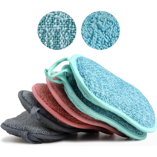 6Pcs Éponges Réutilisables Lavables, Éponges Microfibre Écologiques Vaisselles, Éponge en Double Face pour Plaques/Poêles/Fenêtre/Verre etc