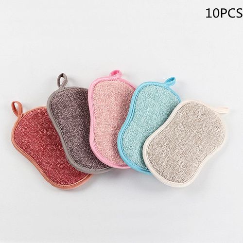 10Pcs Éponges Réutilisables Lavables, Éponges Microfibre Écologiques Vaisselles, Éponge en Double Face pour Plaques/Poêles/Fenêtre/Verre etc