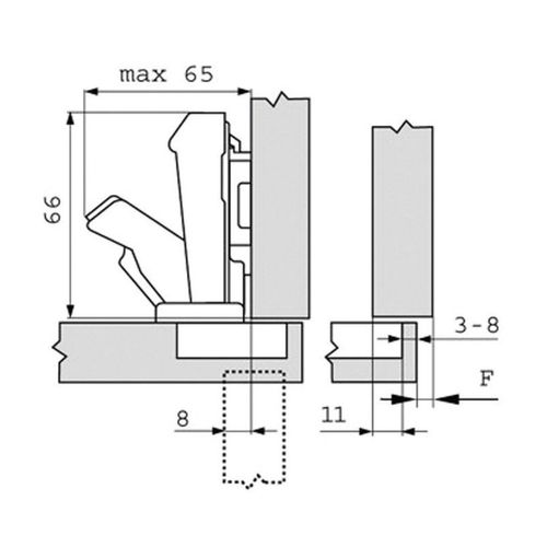 Charnière CLIP TOP ouverture 170 Blum grand coude Inserta CH71654