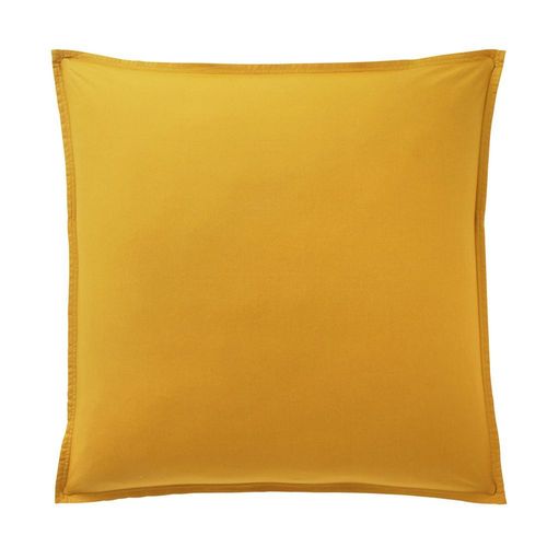 Taie D'oreiller 100% Percale De Coton Lavé 80 Fils Jaune 65 X 65 Cm