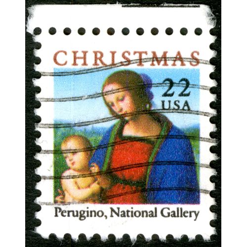 Timbre Oblitéré Usa 22, Christmas, Perugino, National Gallery
