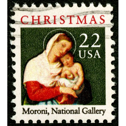 Timbre Oblitéré Usa, Christmas, Moroni, National Gallery, 22