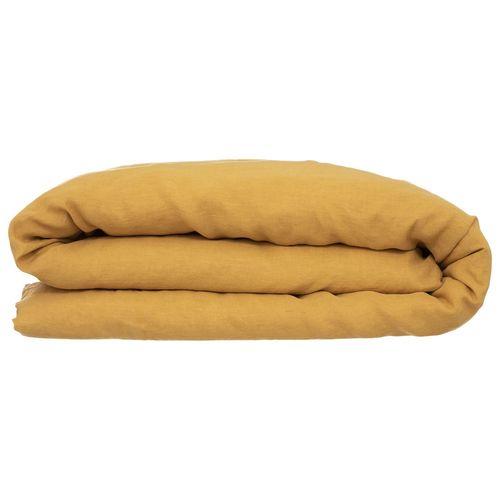 Housse De Couette 2 Places En Lin 260x240 - Jaune Ocre
