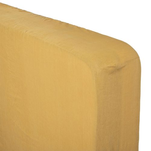 Drap Housse Bonnet 30 Cm 100% Lin Tropiques 140x190 Cm - Jaune Ocre