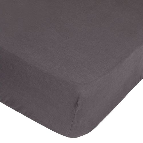Drap Housse Bonnet 30 Cm 100% Lin 160x200 Cm - Gris Ardoise