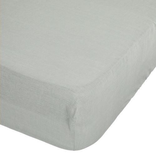 Drap Housse Bonnet 30 Cm 100% Lin 160x200 Cm - Vert Céladon