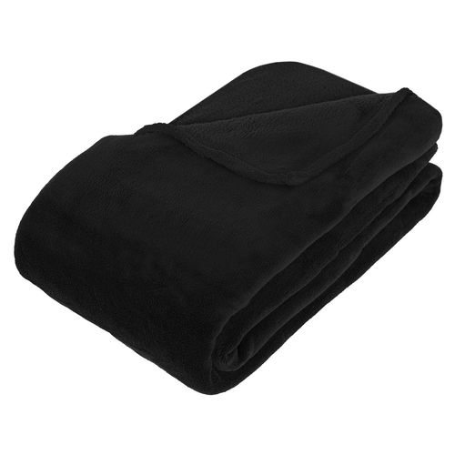 Plaid En Microfibre Uni - 230x180 Cm - Noir
