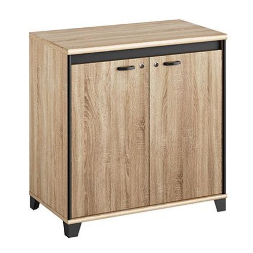 Commode 2 Portes 80x46x82 Cm Sononma Et Gris - Rafael