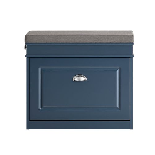 Banc À Chaussures Avec 1 Abattant Et 1 Tiroir Effet Bois Bleu