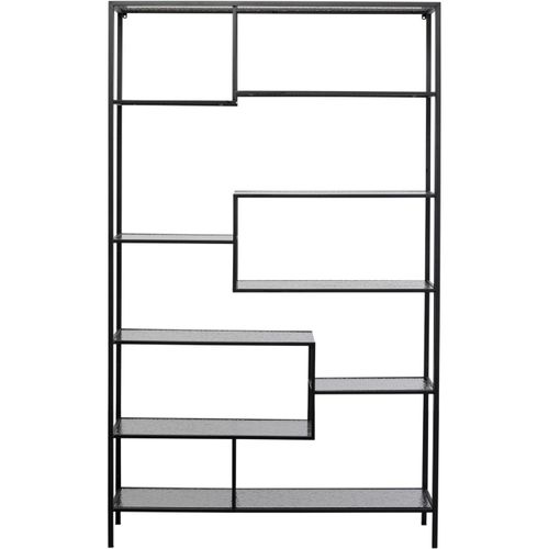 Etagère 195cm En Verre Texturé Et Acier Noir