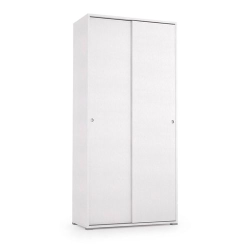 Armoire 2 Portes Effet Bois Blanc 90x45h195 Cm