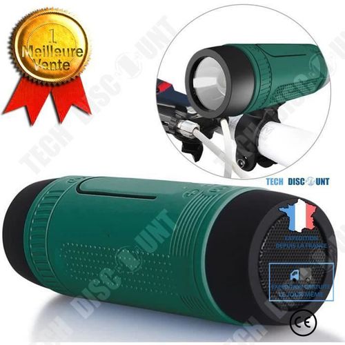 TD® Enceinte Bluetooth avec Support vélo, Haut-Parleur Bluetooth Speaker wireless/4000mAh Powerbank/Lumière LED/Autonomie 24hrs Supp