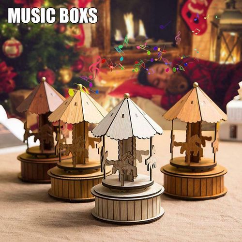Boîte À Musique En Bois Carrousel, Décoration De Maison, Cadeau Pour Enfants, Décor De Bureau
