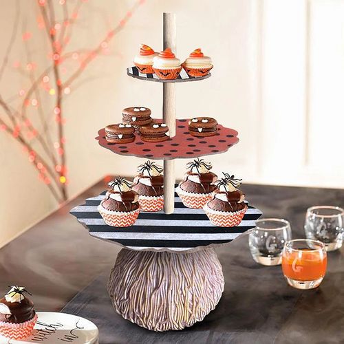 Support à Snack en résine à trois niveaux, fournitures de fête d'halloween, ornement de balai, nouveauté pour la maison, salon, Bar