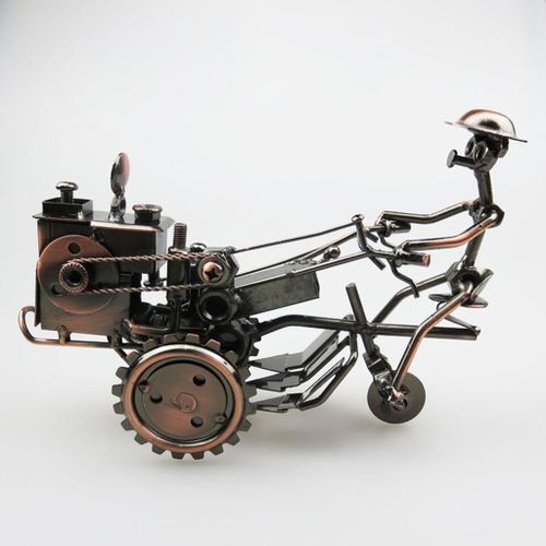 Tracteur En Fer Artisanal Rétro, Modèle De Sculpture Artistique De Collection, Décoration De Maison